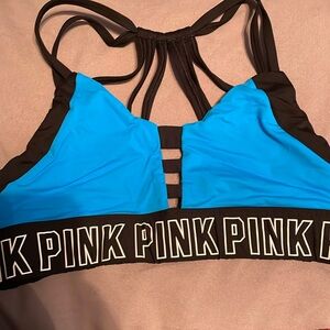 Victoria’s Secret pink blue and black sports bra size medium